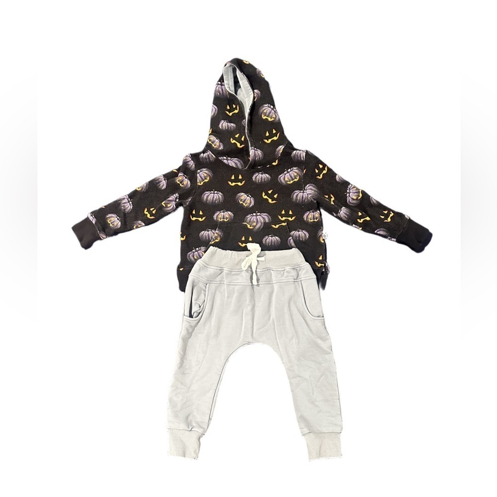 Kids Pumpkin Hoodie Pants Set